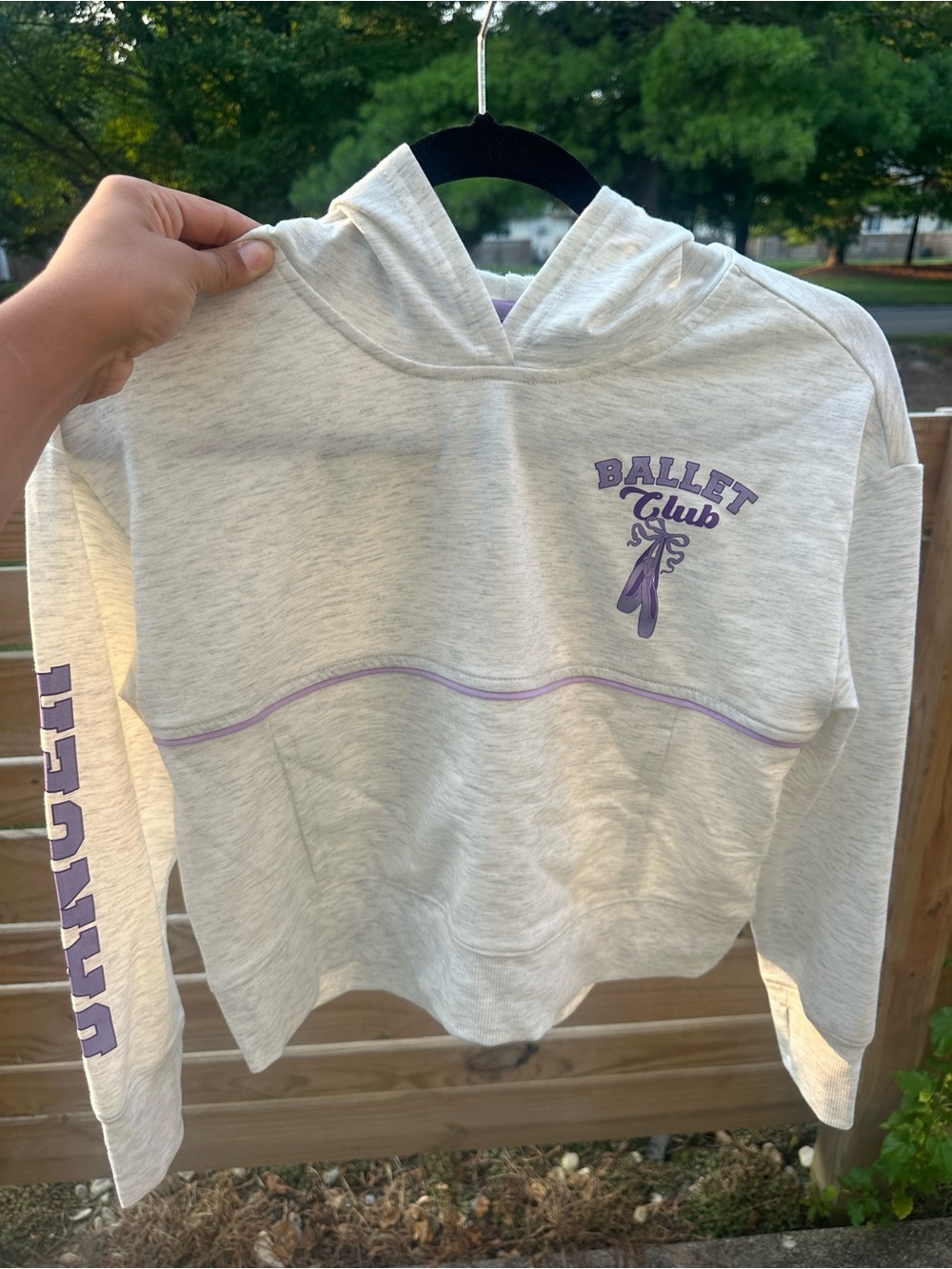 Lively Cream Hoodie with Lavender Ballet Graphic